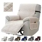 1pc Velvet Plaid Recliner Cover Non-slip Single SofaCover with Elastic Protector