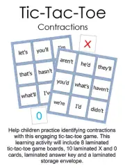 Teacher Made Literacy Center Vocabulary Resource Contractions Tic-Tac-Toe Game