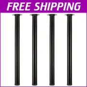 28-Inch Adjustable Metal Desk Legs - Set of 4 Black Modern Furniture Supports