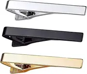 [WATIIFUFU] Trendy Tie Clips Set 3pcs Men Business Suit Tie Bar Clip Silver Color Elegant for Men