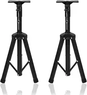 Height Adjustable Universal Dual Speaker Stand Set Studio Monitor Stands Speaker Tripod Design 35mm Compatible Secure Locking Sturdy Metal Construction Tension Locking for Stability(2Pcs,82-120CM)