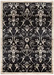 Vivid Motiffed Black Rug
