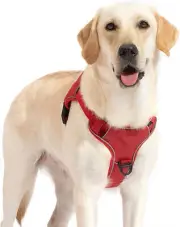 Dog Harness, No Pull Adjustable Reflective Dog Vest Harness, Soft (Red,Size:M)