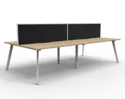 RAPIDLINE RAPID ETERNITY DOUBLE SIDED WORKSTATION With Screen 4 Person W1200 x D750 x H730mm (per user) Natural Oak Top White Frame