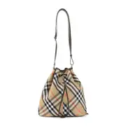 [Burberry] Burberry-Sand Beige Cotton Drawstring Bucket Shoulder Bag-Donna OS OS
