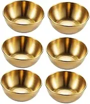 Alipis 6 Pcs Golden Stainless Steel Sauce Dishes Condiment Bowls for BBQ Camping Parties Rust Easy to Clean Non Overflow Design for Storage of Sauces Desserts and More