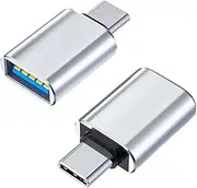 1PCS USB-C OTG Adapter, USB 3.0 Type-C Male to Female Converter, Plug & Play for MacBook/Flash Drive, Silver (C to C OTG)
