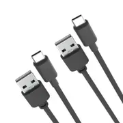 Laser Black 1M USB-C to USB-A Cable 2-Pack, Fast Charge Ready, Slim Connector