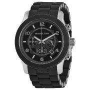 Michael Kors Runway Black Dial SS Silicone Chrono Quartz Men's Watch MK8107