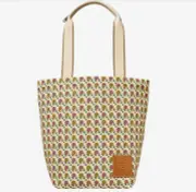 TORY BURCH Ella Gracie Printed Tote LG Bag Ivory Floral Daisy Canvas & Leather