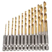 2Set 1/4 Inch Hex Shank 1.5-6.5Mm Hss Titanium Coated Drill Bit Set
