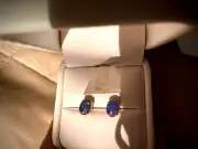 Black Australian Opal Stud Earrings, 18kt Gold Plated, Deep Glitter Wonderland