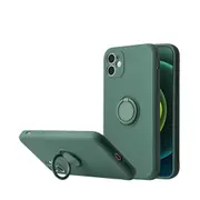 ZUSLAB iPhone 12 5G Case Silicone Stand Magnetic Finger Ring Kickstand Bumper Protective Cover for Apple - Green