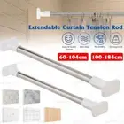 100-184CM Extendable Curtain Tension Rod Telescopic Shower Pole Rail Wardrobe