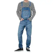 Mens Loose Denim Overalls Bib Suspenders Pants Dungarees Jeans Jumpsuits Overalls-r Dark Blue M