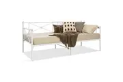 Giantex Single Size Metal Daybed Frame Modern Sofa Bed Steel Support Mattress Foundation Platform Bed Sofa White