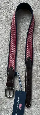 NWT Vineyard Vines Santa Whale Canvas Club Belt Red Boys Size 28