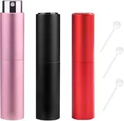 Perfume Atomiser, 3pcs Perfume Travel Bottle, Refillable Perfume Spray Bottle, Easy to Refill Empty Atomiser Bottle for Purse, Handbag.Travel Essentials.refillable perfume bottle﻿ (Black/Red/Pink)