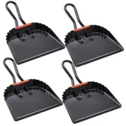 4 Pack Black Industrial Metal Dustpan 12" Heavy Duty Dust Pan with Handle