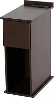 Iris Plaza SDTH-20 Walnut Table Side Table Slim Bed Side Night Table Width 7.9 inches (20 cm) / 7.9 inches (20 cm) Desk Shelf Stylish Storage Drawer