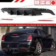 For 15-23 Chrysler 300 Matte Black Rectangle Tip Rear Diffuser W/ Red Reflector