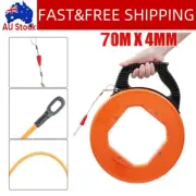 70Mx4mm Fiberglass Cable Puller Fish Tape Wire Reel Snake Conduit Duct Rodder AU