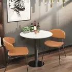 High Gloss Round Bar Table Sintered Stone Bistro Pub Table Black/Gold Steel Base