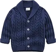 [Feidoog] Infant Baby Boys Cardigan Crochet Sweater V-Neck，Toddler Knit Button up Knitted Pattern Pullover Sweatshirt