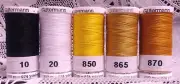 1 black 1 white 3 gold GUTERMANN 100% polyester sew-all thread 274 yard spools