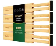 DelSol Bamboo Drawer Dividers Organizers Kitchen Drawer Organizer Adjustable 43-56cm
