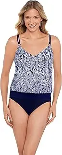 [Shapesolver] Women's V Neck Blouson Ring Tankini Top, Shifting Shapes, 18