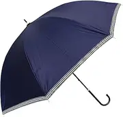 [ベーシックスタンダード] Women's Long Umbrella, Sun & Rain, Lightweight, Ribs, 21.7 inches (55 cm), Inner Coating, 99.9% UV Protection, First Class Light Blocking, UPF50+, Heat Blocking, Stylish, Border, Navy