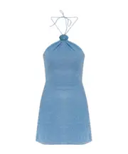 halter-neck mini dress XL Blue