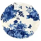 x4 Shabby Chic White Blue Floral MELAMINE Dinner Plate Set Wavy Fluted Edge 11"
