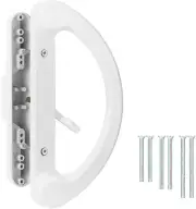 Sliding Patio Door Handle Pull Set, White Diecast Non-Keyed Gate Handle Set for