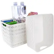 5 Pack Plastic Storage Baskets, Portable White Fish Scale Pattern Hollow Desktop