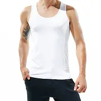 在飛比找Yahoo奇摩購物中心優惠-SEOBEAN棉質無袖素色運動背心(白)