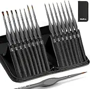 Nicpro 15 Pack Miniature Painting Set, Fine Detail Paint Brushes for Models, Acrylic Watercolour Oil, Ceramic, Shoe, Citadel, Art Figure, Warhammer 40k - Thin Artist Kit - With Nylon Holder