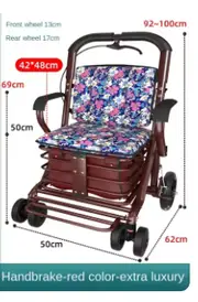 Steel Rollator Walker for Adult Mobility Impairment Foldable Adjustable Handles Rolling Walker for Seniors 70kg