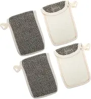 Ipetboom Reusable Soap Bag 4 Pack Linen Soap Savers for Body Wall Hanging Design