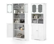 Giantex Bathroom Cabinet Buffet Sideboard Cabinet w/Large Compartment Kitchen Pantry White