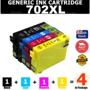 4x 702XL 702 E702XL Generic Ink Cartridge For Epson WF-3720 WF-3725 WF-3730