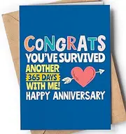 Funny anniversary card for him or her | Original anniversary present for husband, wife, girlfriend, boyfriend | Joke card for Valentine's Day for men or women | Congrats
