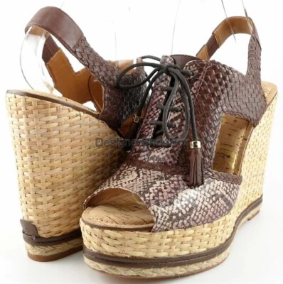 $225 New SAM EDELMAN TINLEY Wine Tk Brown Leather Designer Platform Wedges 6