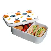 Lunch Box Food Container Snack Picnic Authentic Wood Strap Cutlery Doggie