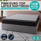 King | Queen 33cm Thick Medium Firm Foam Euro Pillow Top Pocket Spring Mattress