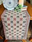 New Primitive Americana NAVY RED COVERLET TABLE RUNNER Woven Topper 56" L