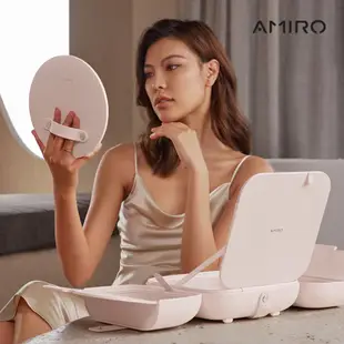 AMIRO覓光Cube S行動LED磁吸美妝鏡折疊收納化妝箱/ 粉色