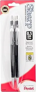 Pentel Sharp Automatic Pencil, 0.5mm, Black Barrels, 2 Pack (P205BP2-K6)