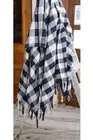 Handloom Black And White Checks Pattern With Tassel Cotton Blanket Sofa Throws
